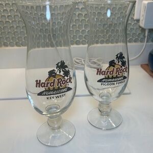 Hard Rock Cafe Hurricane Glasses Key West & Pigeon Forge Locations 9.5” Tall